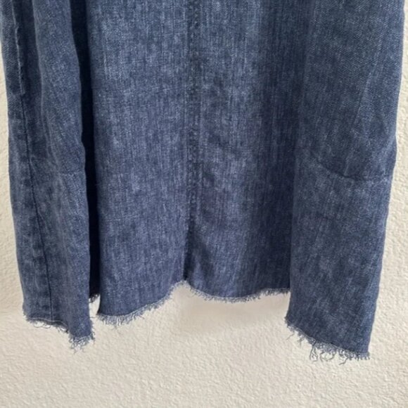 Studio 412 100% Linen Denim Blue Sleeveless Lagenlook A-Line Knee Length Dress - Picture 5 of 8